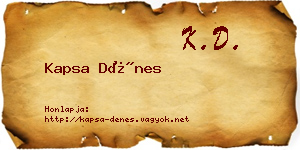 Kapsa Dénes névjegykártya